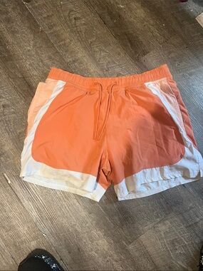Hollister Orange and White Athletic Swim Shorts